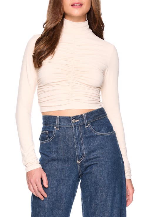 Mock Neck Ruched Crop Top