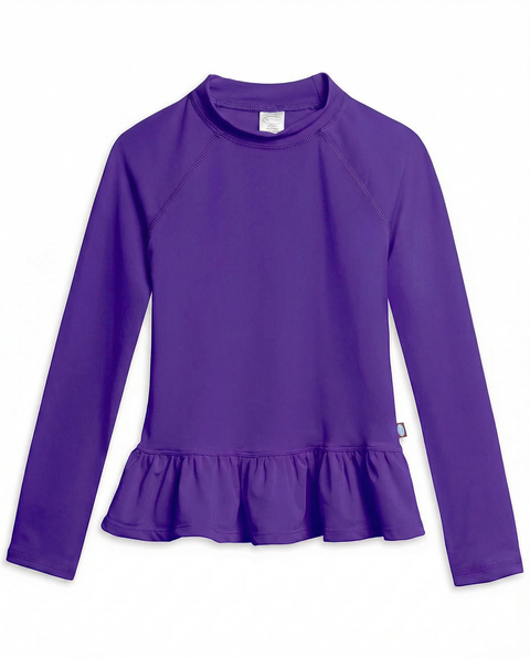 Girls Swim Peplum UPF 50+ Long Sleeve Rashguard Tee (Toddler, Little Kid, Big Kid)