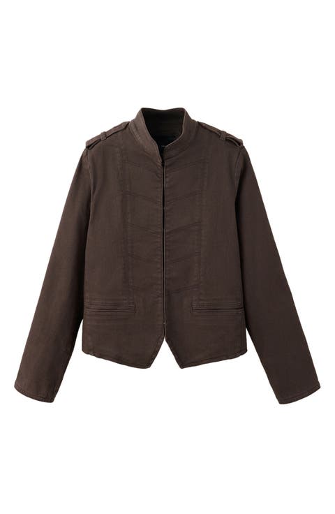 Stretch Denim Military Jacket