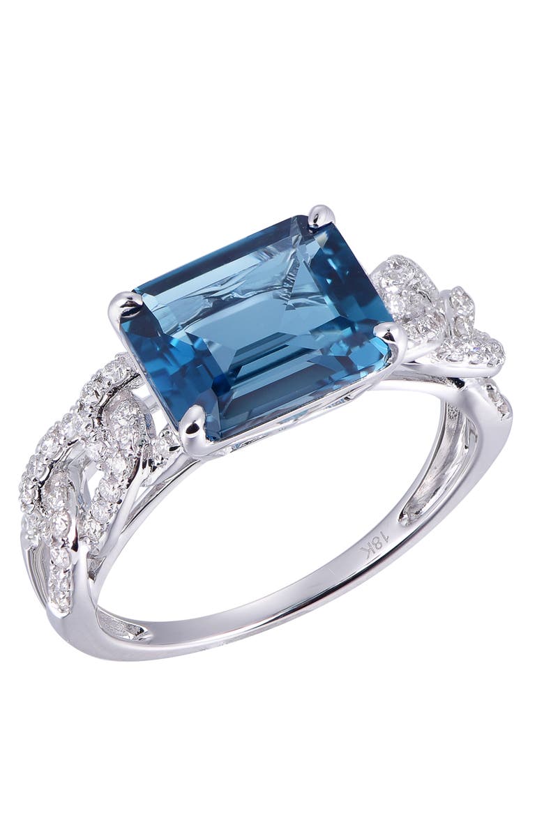 Kahn High Jewelry London Blue Topaz Ring with Diamonds, Main, color, London Blue