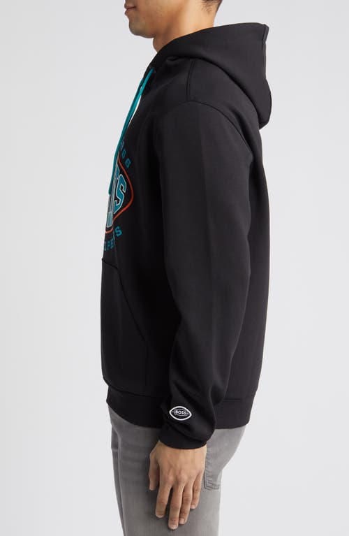 Hugo Boss Boss X Nfl Touchback Graphic Hoodie In Miami Dolphins Black