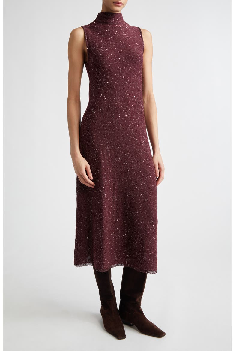Marian Sleeveless Shimmer Sweater Dress, Alternate, color, MAROON