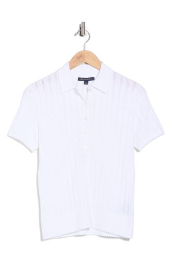 Brooks Brothers Pointelle Stitch Button-up Polo In White