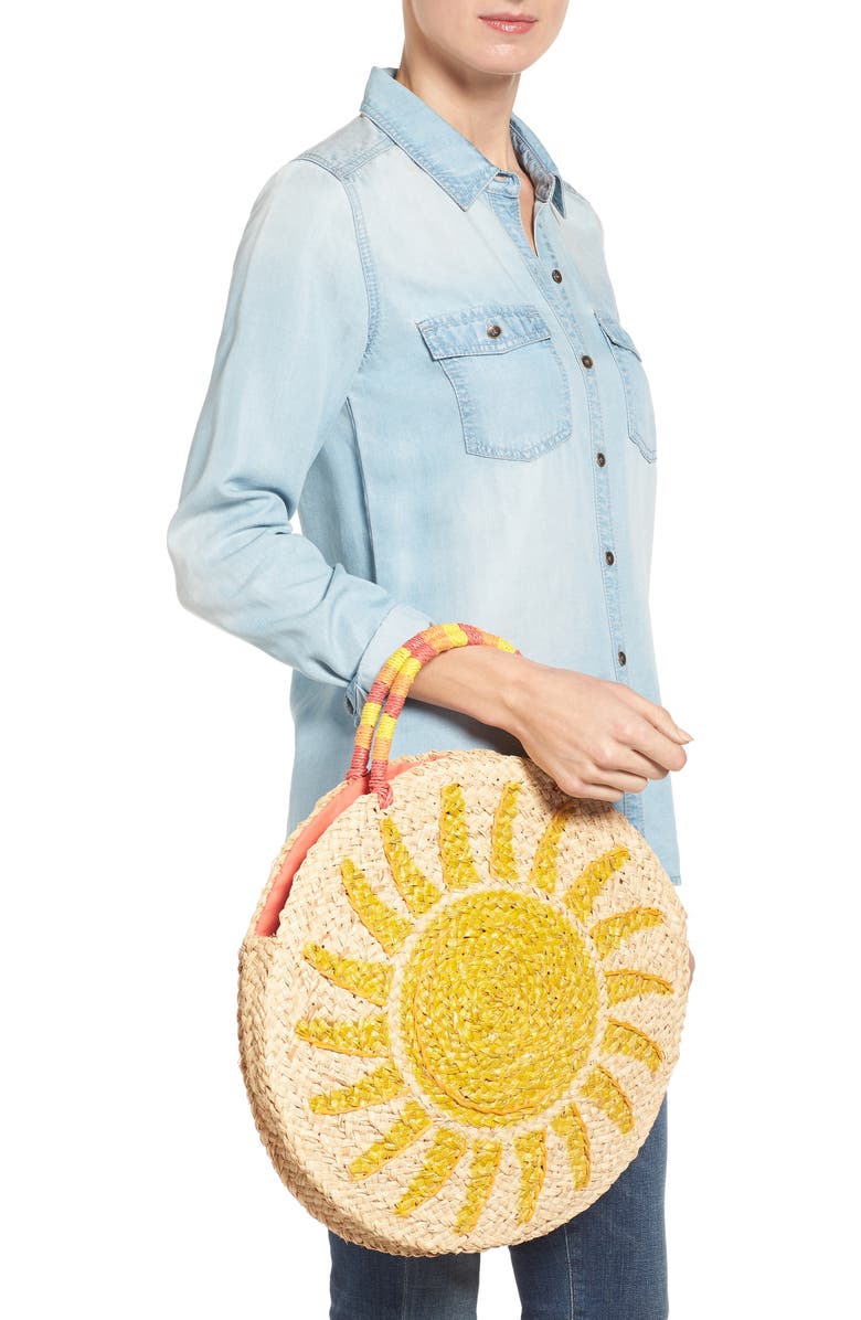 Nordstrom Shine Raffia Circular Tote, Alternate, color,