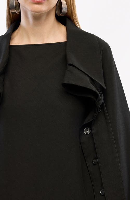 Another Tomorrow Button-sleeve Tie Bolero Jacket In Black