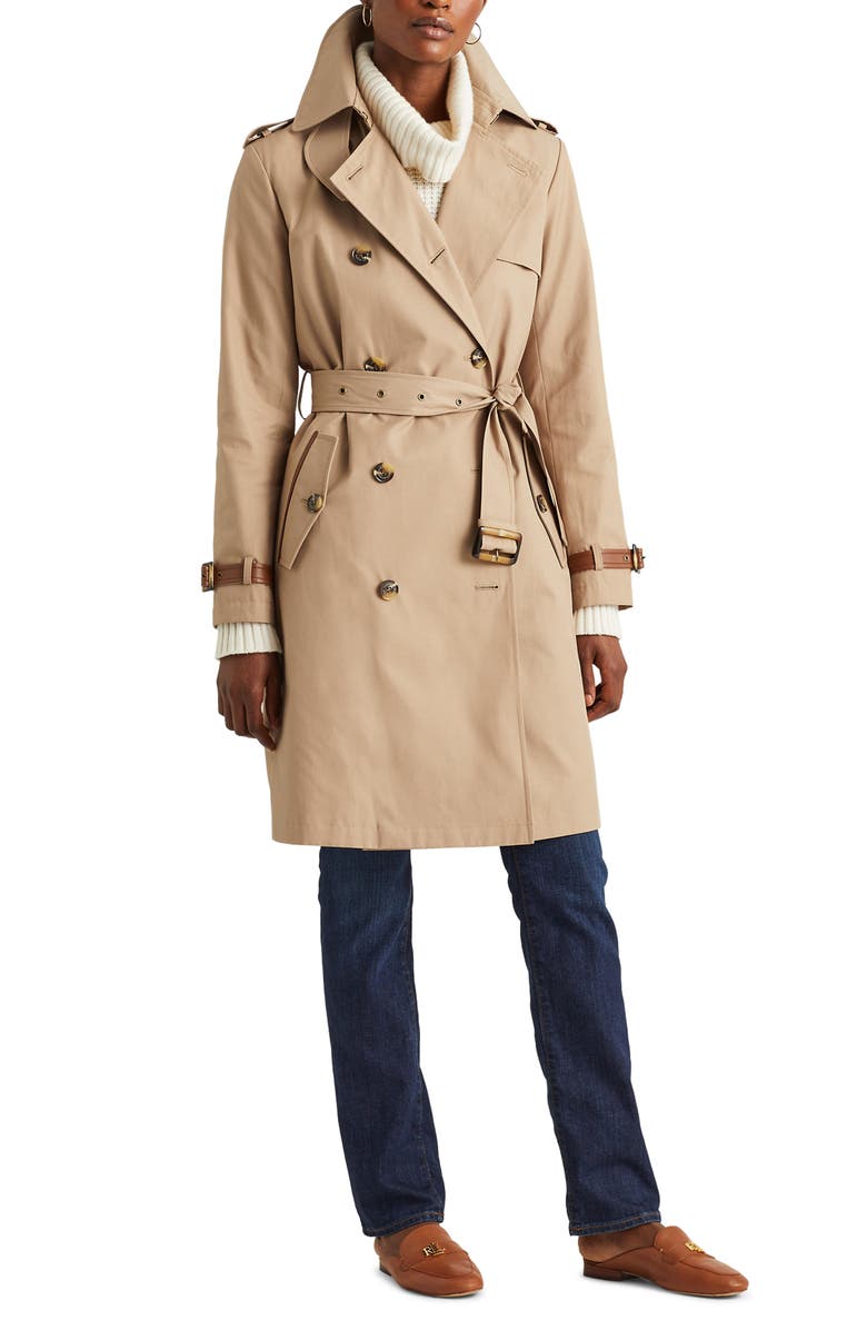 Lauren Ralph Lauren Double Breasted Trench Coat, Main, color,