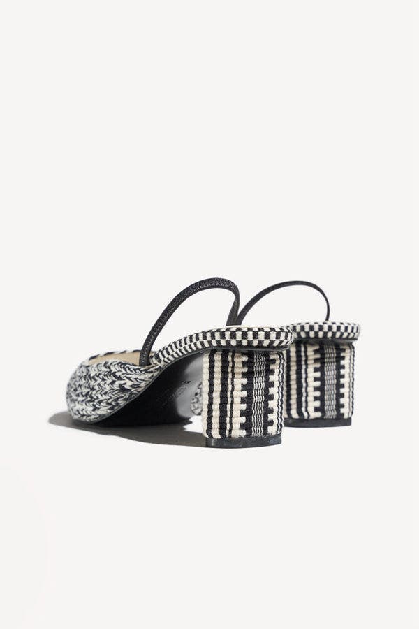 Ines-E Slingback Strap Block Heel Mules, Alternate, color, Ivory Black