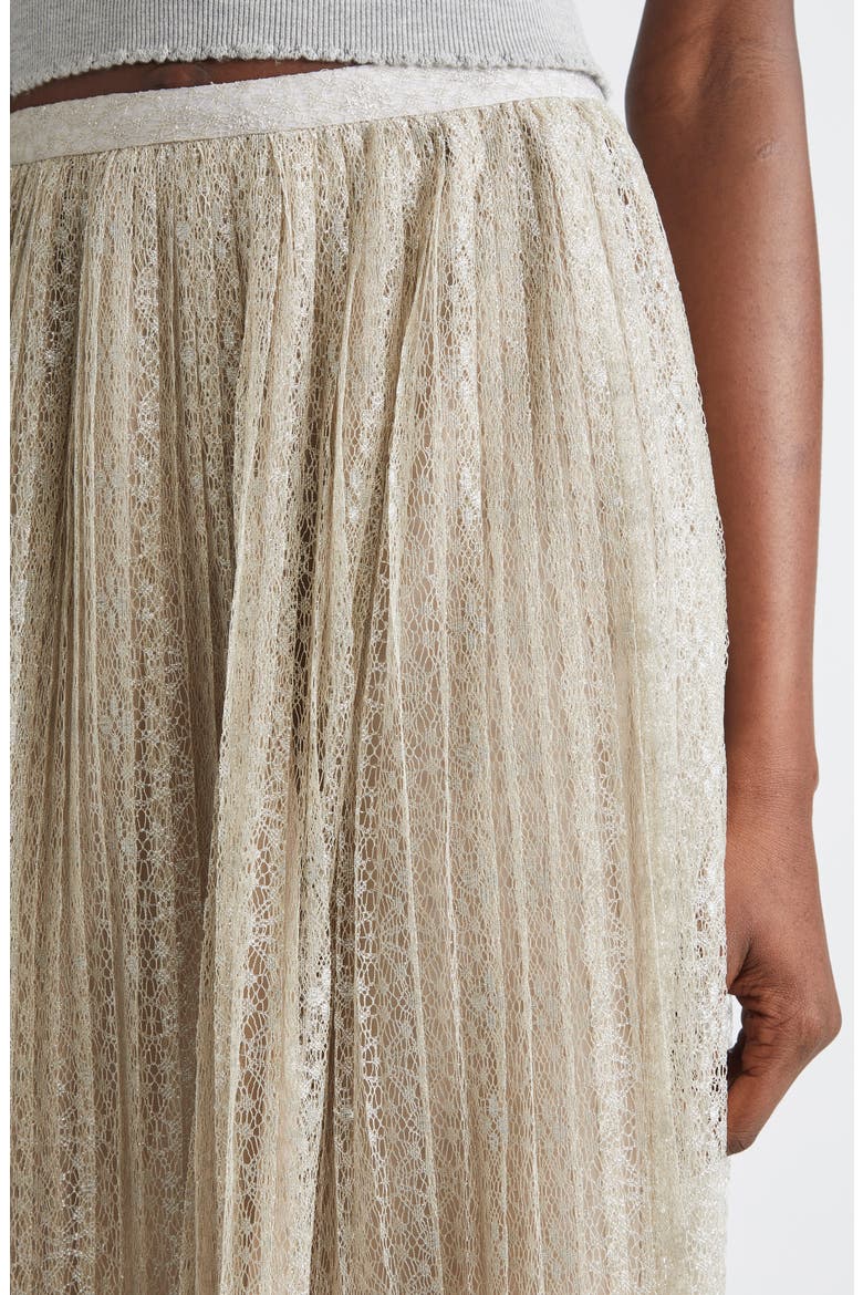 Maren Lace Pleated Maxi Skirt, Alternate, color, STERLING SILVER