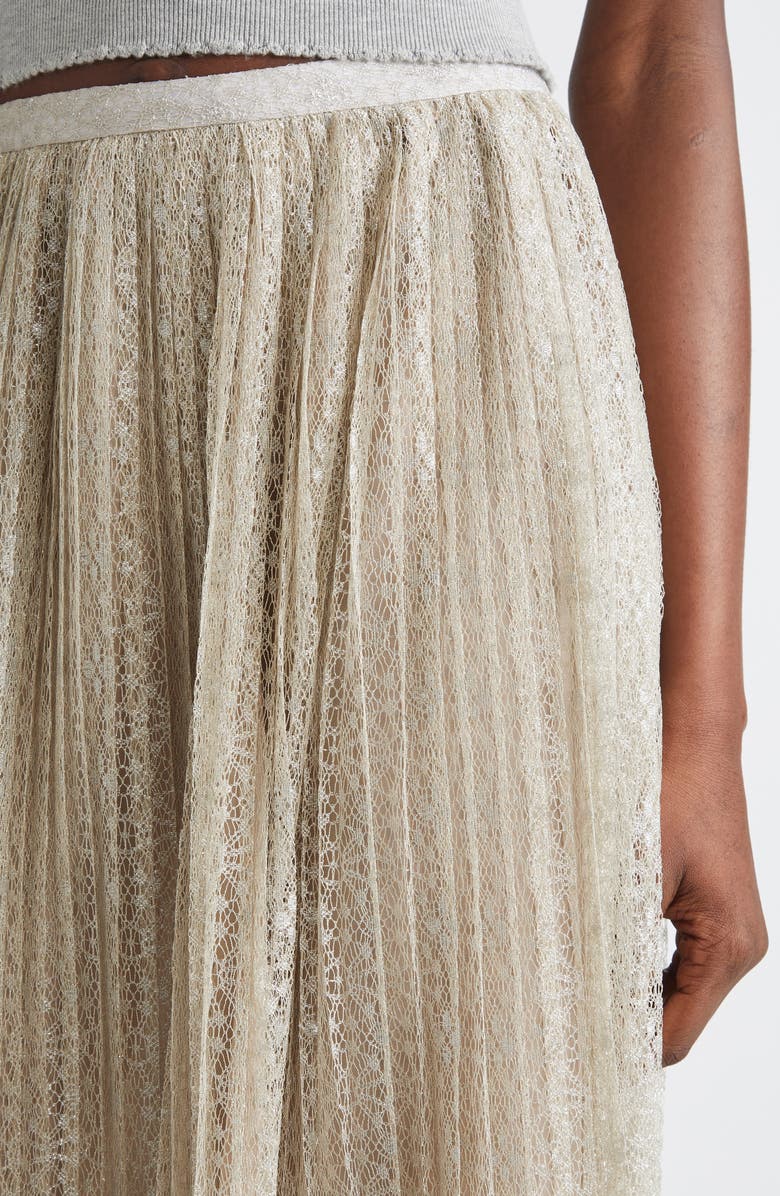 Ulla Johnson Maren Lace Pleated Maxi Skirt, Alternate, color, Sterling Silver