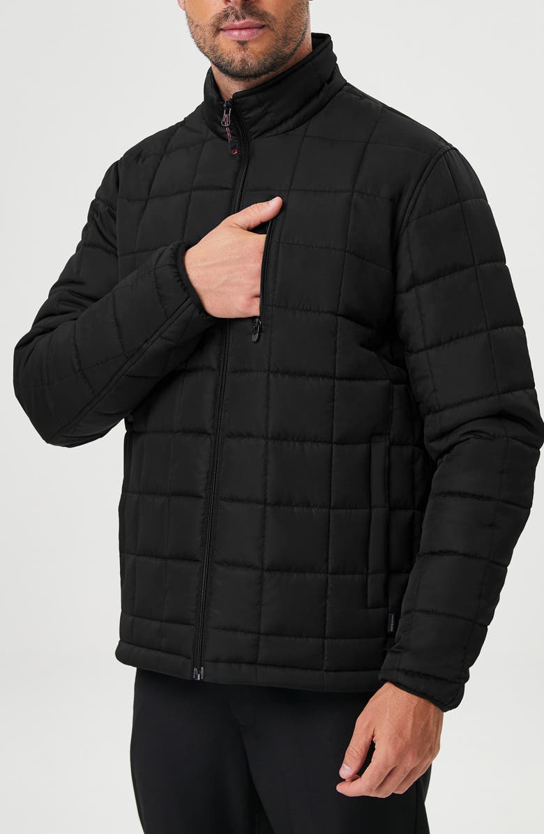 HAWKE & CO Box Quilt Hooded Puffer Jacket, Alternate, color, Black