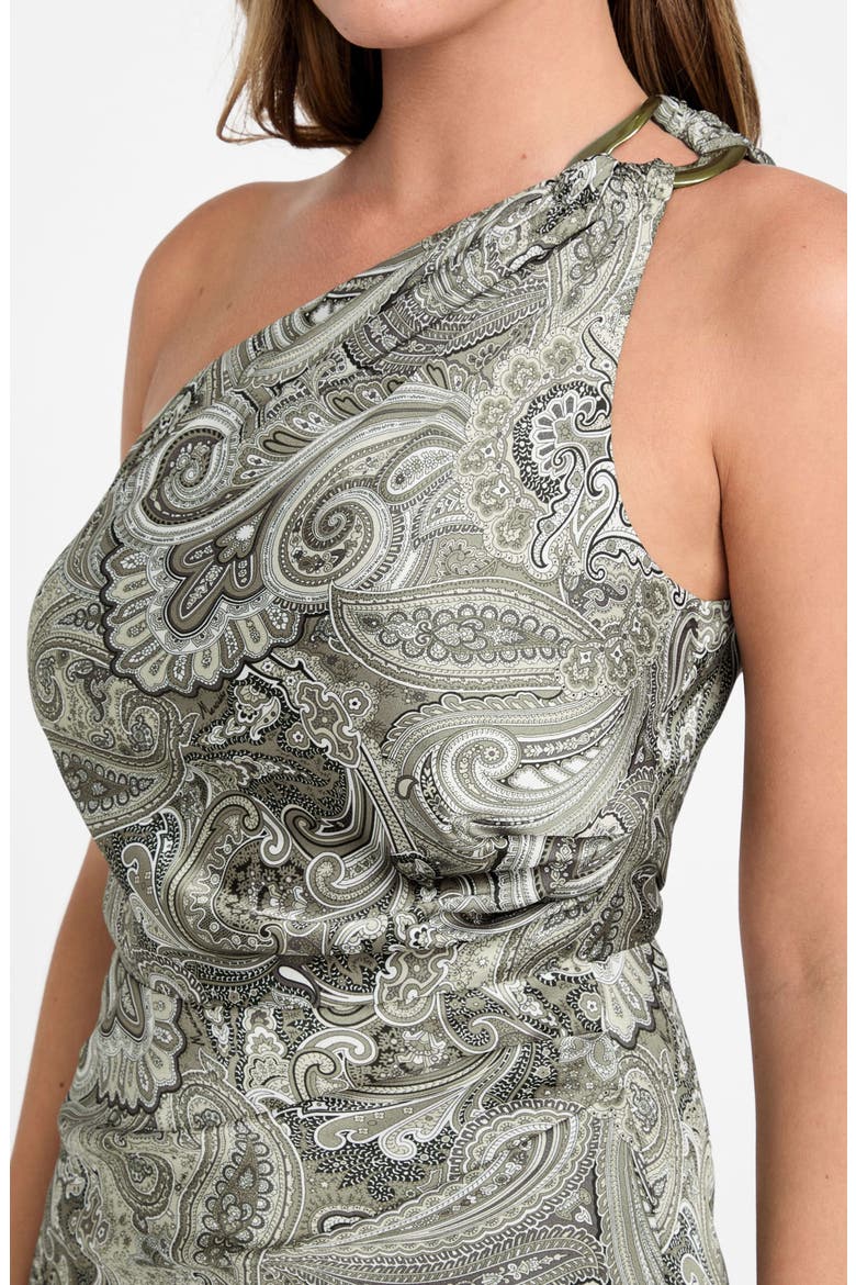 Treasure Paisley One-Shoulder Asymmetric Hem Dress, Alternate, color, PAISLEY TAUPE COMBO