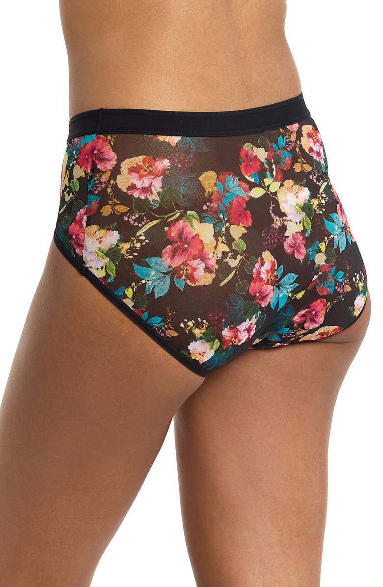Hanky Panky Mesh High Cut French Briefs, Alternate, color, Botanic Romantic