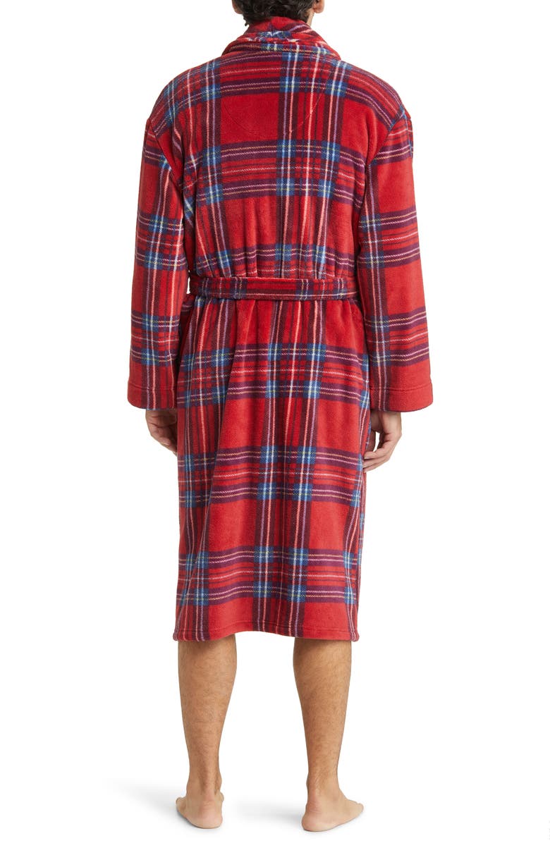 Majestic International Plaid Shawl Collar Fleece Robe, Alternate, color, Cherry