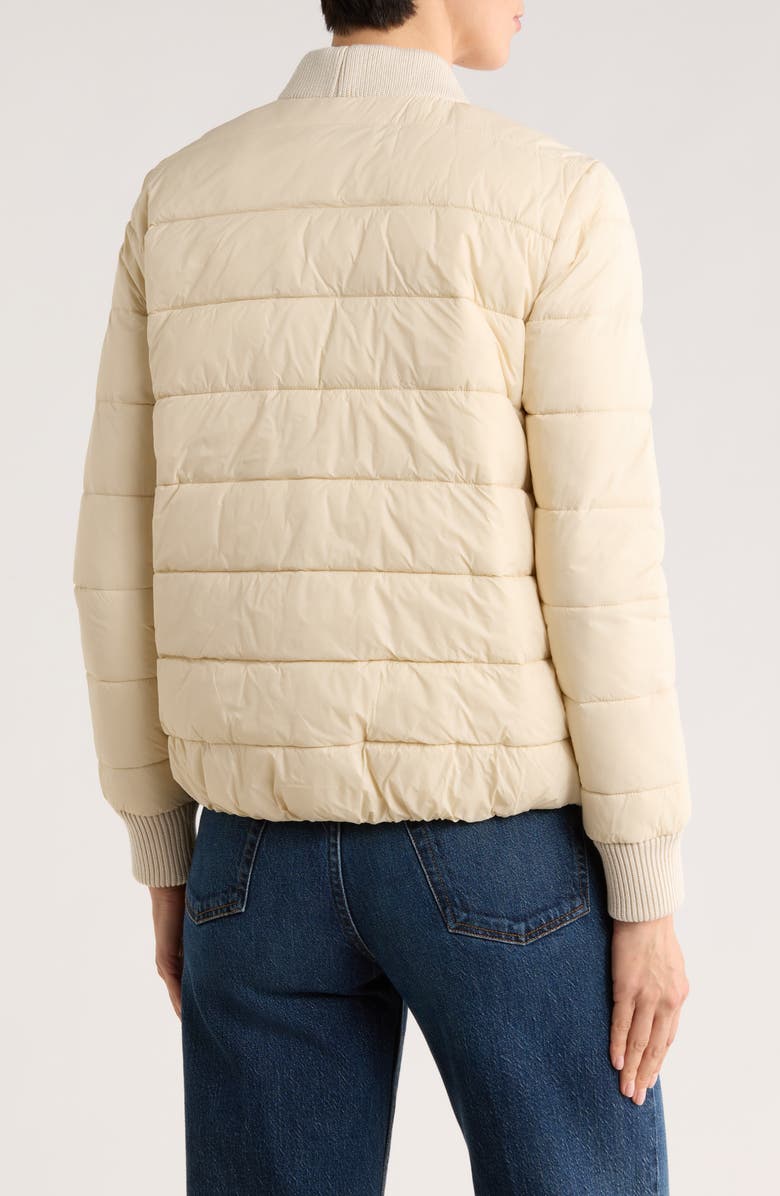 Rebecca Minkoff Water Resistant Ribbed Trim Puffer Jacket, Alternate, color, Chalk
