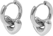 Outofoffice Silver Heart Removable Huggie Earrings