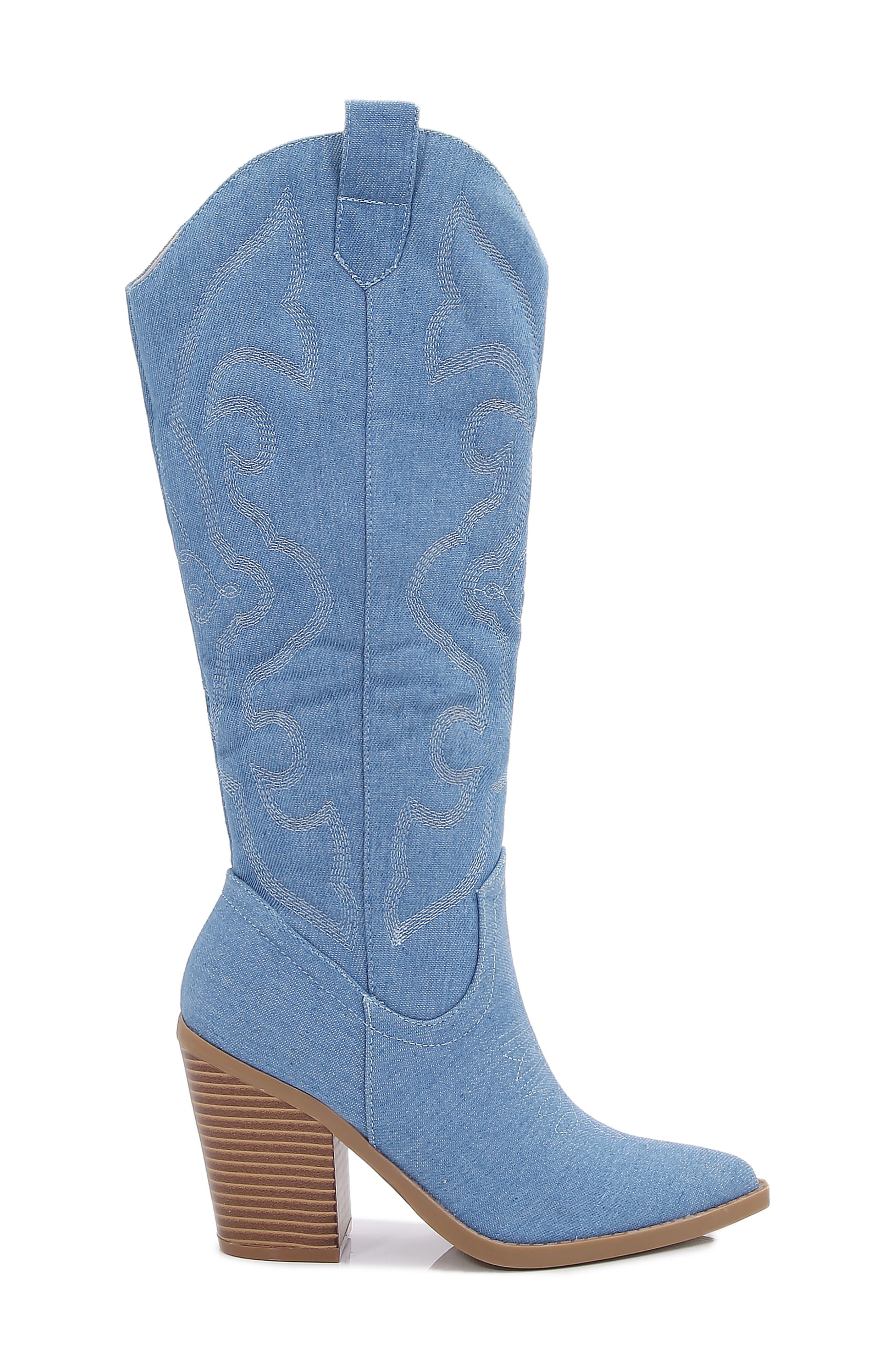 BERNESS Metallic Quilted Cowboy Boot, Alternate, color, Denim
