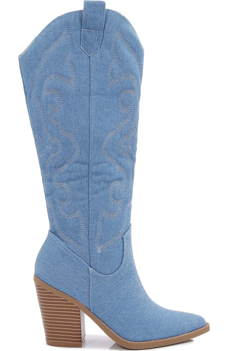 BERNESS Metallic Quilted Cowboy Boot, Alternate, color, Denim