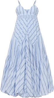 Cinq à Sept Evory Stripe Bubble Hem Cotton Blend Sundress