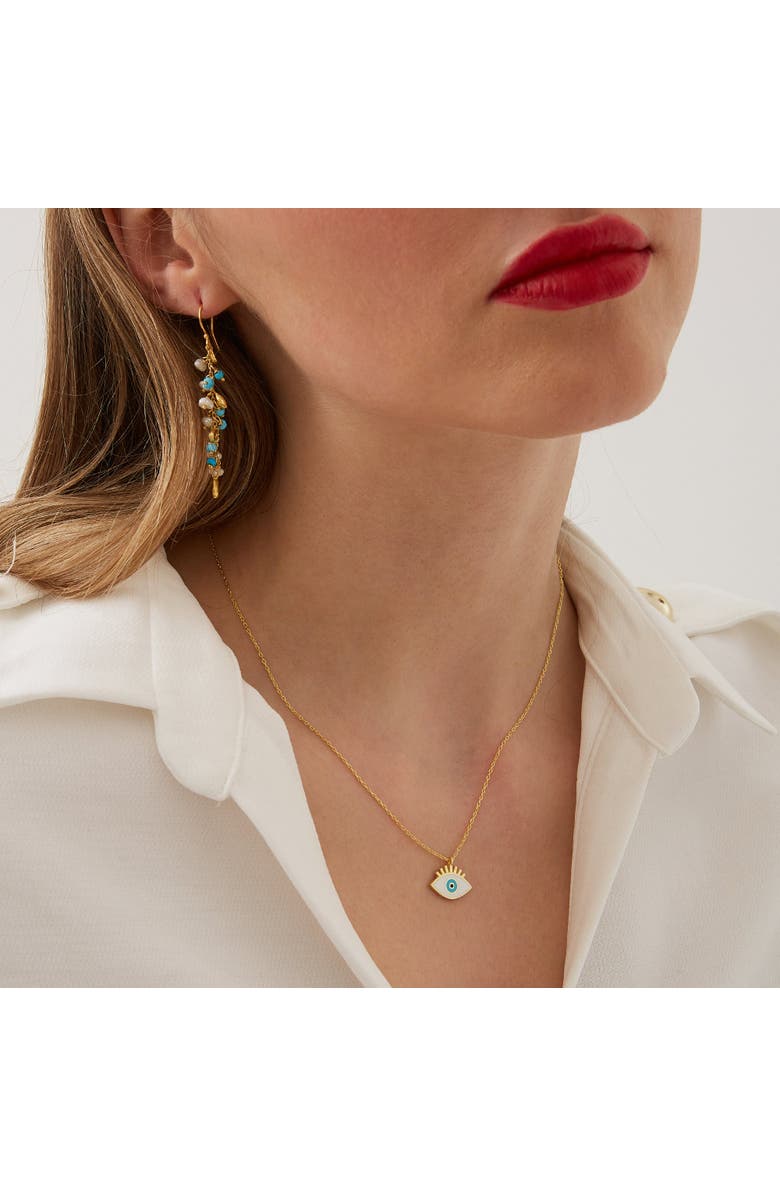 Spero London Sterling Silver Evil Eye Eyelash Necklace, Alternate, color, Gold