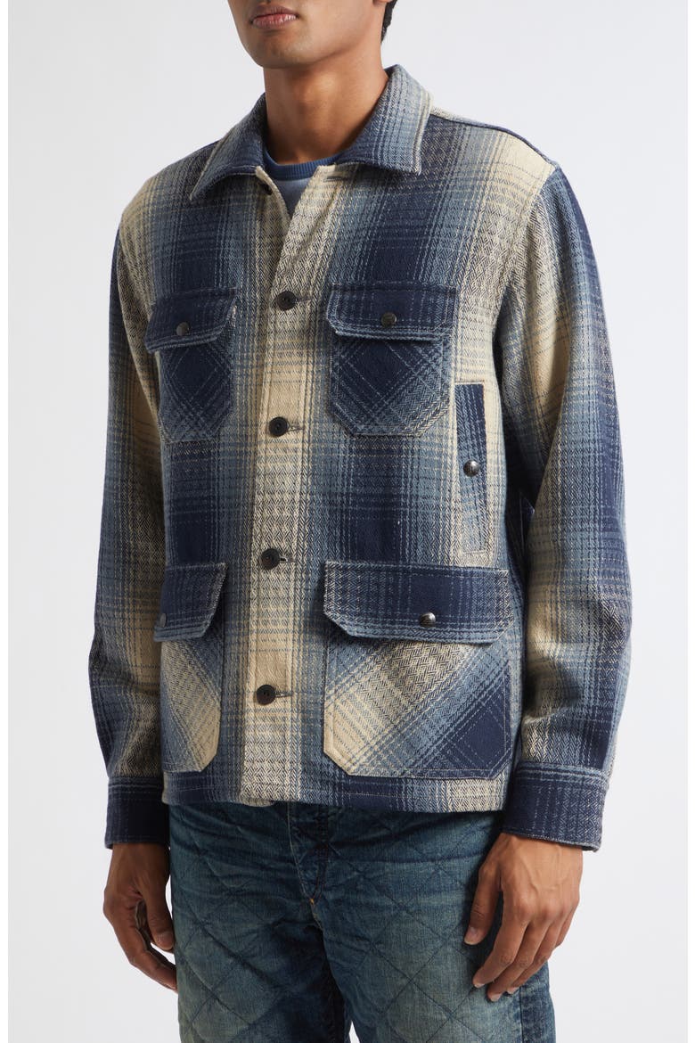 Ruddic Plaid Wool Button-Up Shirt, Alternate, color, RL-817 BLUE/ CREAM