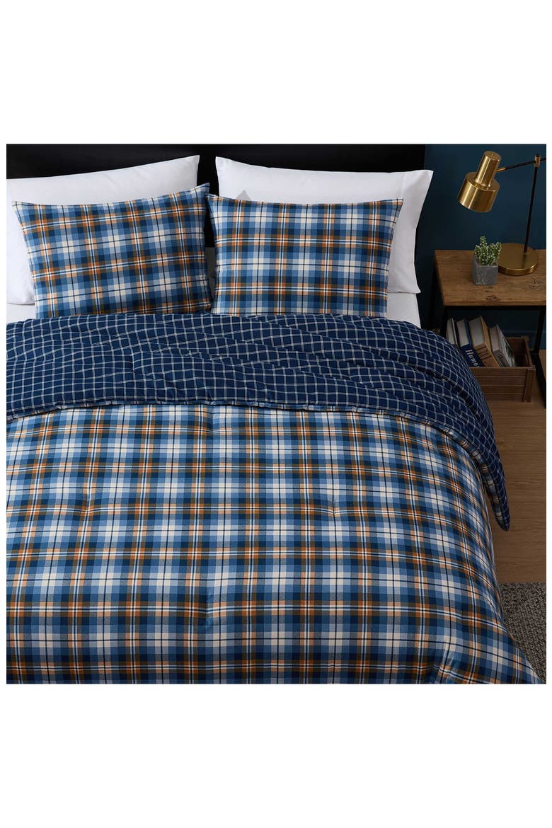Halifax Plaid Comforter Set, Alternate, color, BLUE/ WHITE