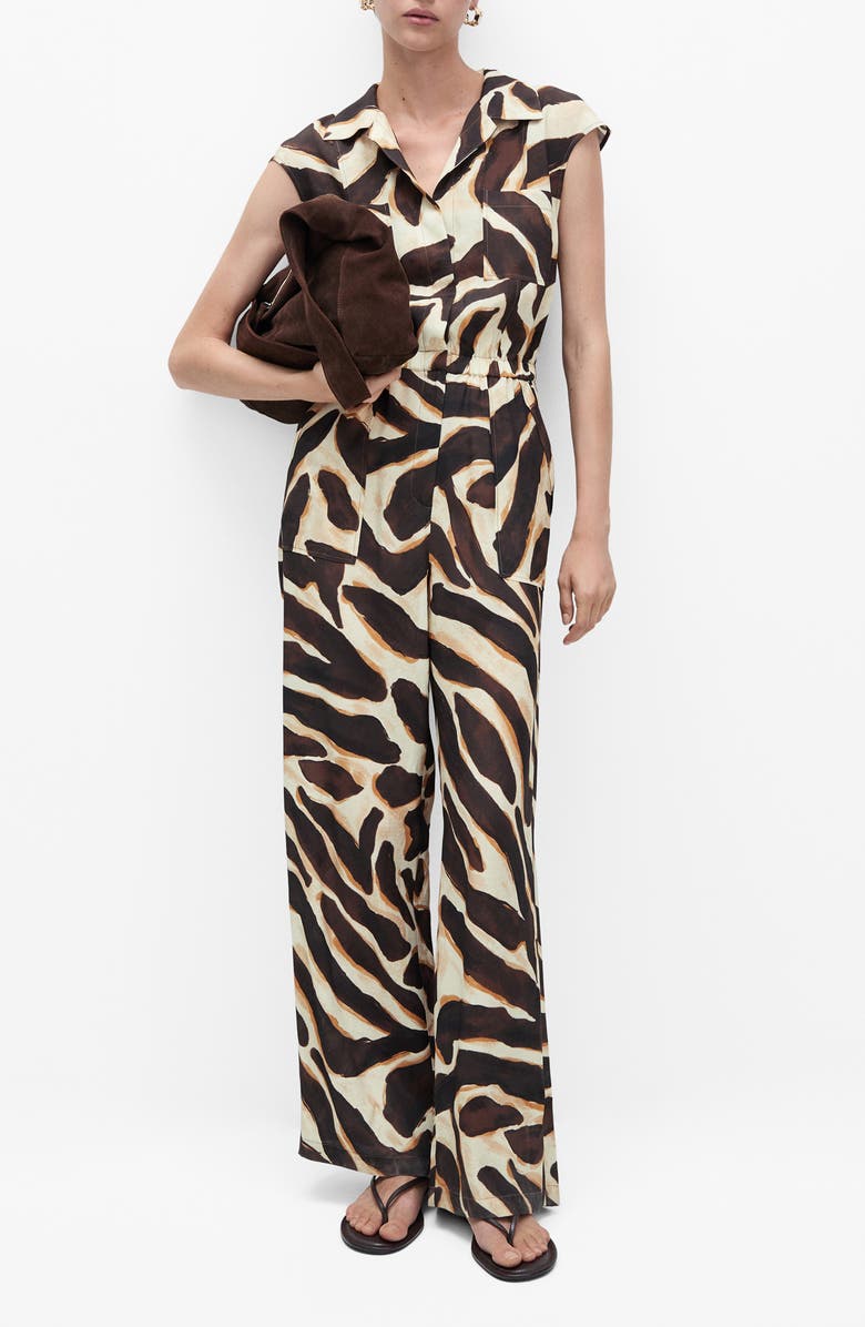 MANGO Animal Print Jumpsuit, Main, color,