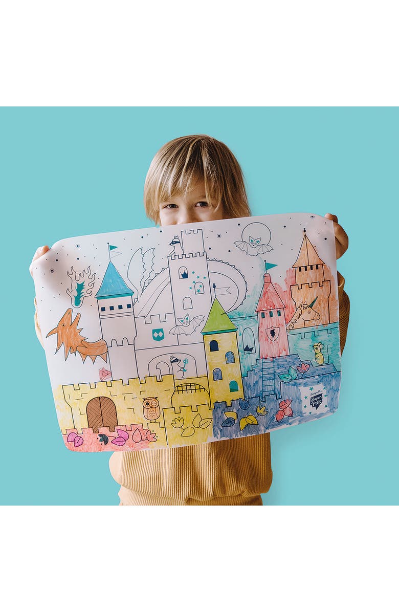 Scrunch Castle Reusable Coloring Mat & Washable Markers, Alternate, color, Multi