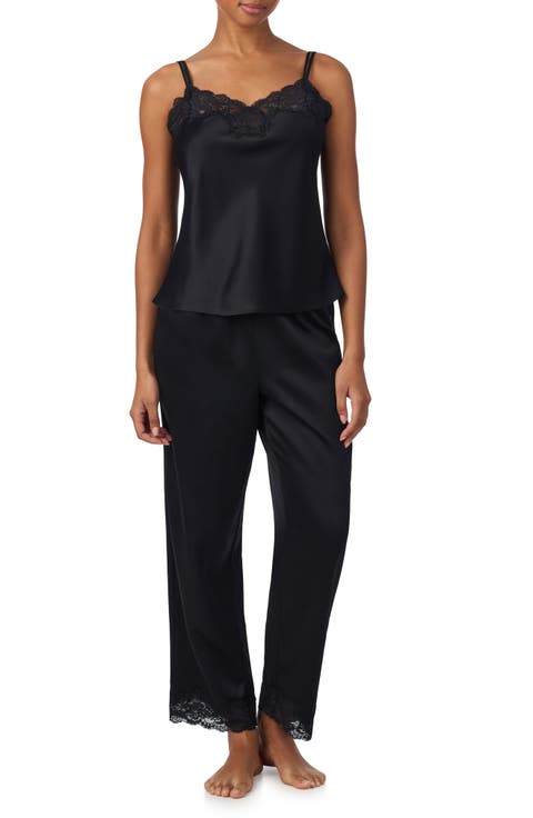 Double Strap Lace Trim Long Pajamas