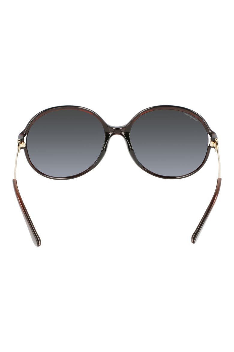 Salvatore Ferragamo 60mm Oval Sunglasses, Alternate, color, DARK BROWN