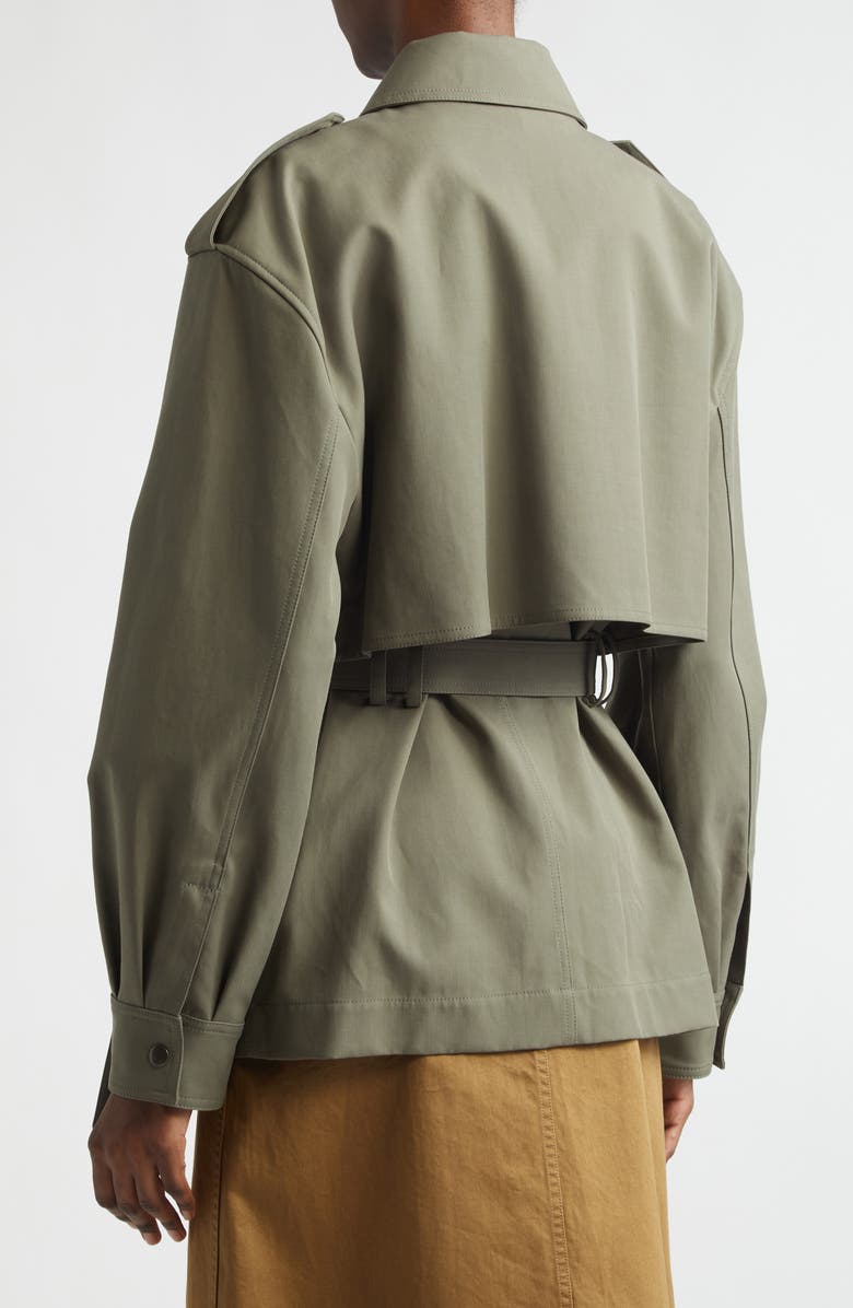 Saint Laurent Belted Cotton Military Jacket, Alternate, color, Kaki Passe