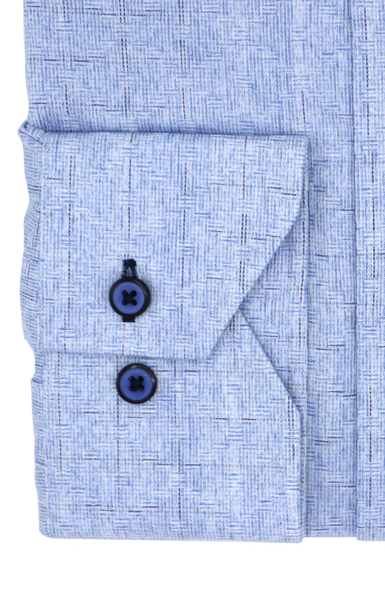 Lorenzo Uomo Trim Fit Windowpane Check Cotton Blend Dress Shirt, Alternate, color, 