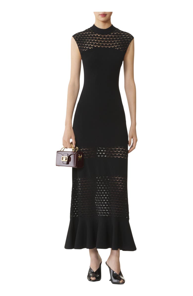 Lanvin Lace Detail Dress In Viscose, Main, color, Black