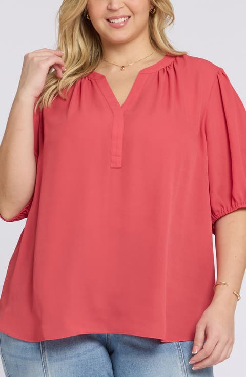 Puff Sleeve Popover Top (Plus)