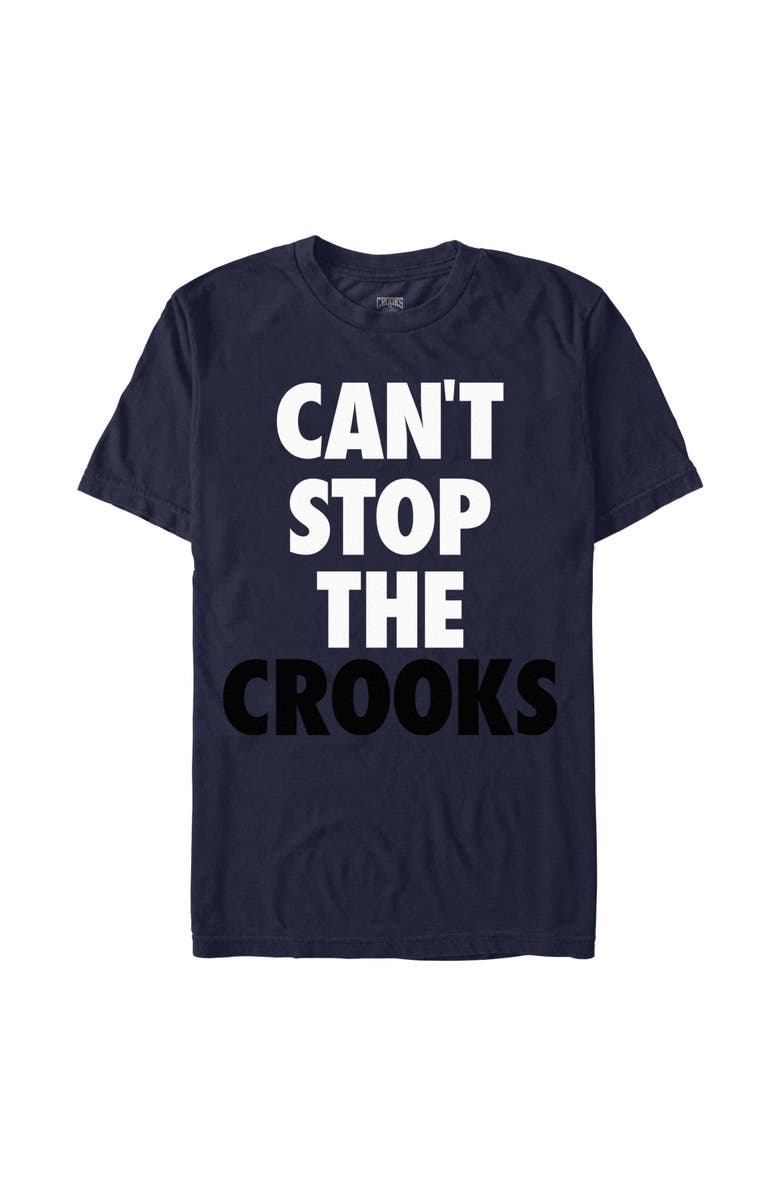 Crooks & Castles Men's Crooks & Castles Can't Stop the Crooks Black Graphic T-Shirt, Main, color, Navy Blue