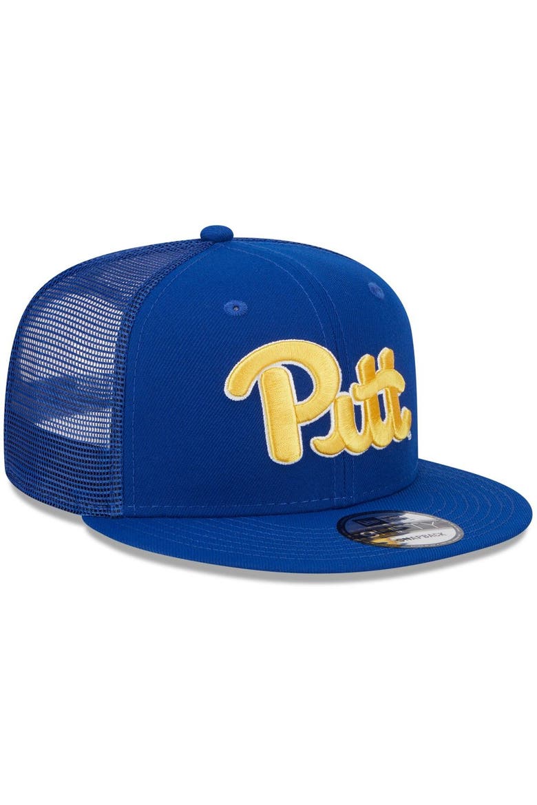 Men's New Era Royal Pitt Panthers Classic 9FIFTY Trucker Snapback Hat, Alternate, color, Royal