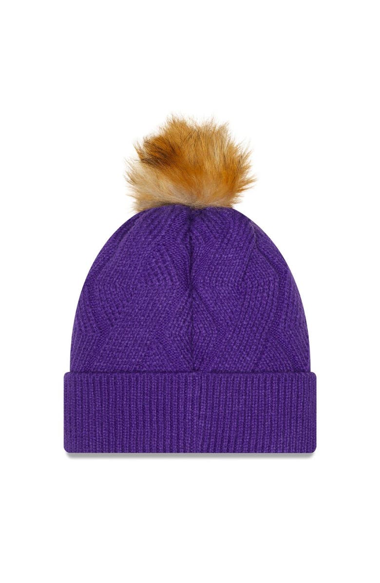 New Era Women's New Era Purple Los Angeles Lakers Snowy Cuffed Knit Hat with Pom, Alternate, color, 