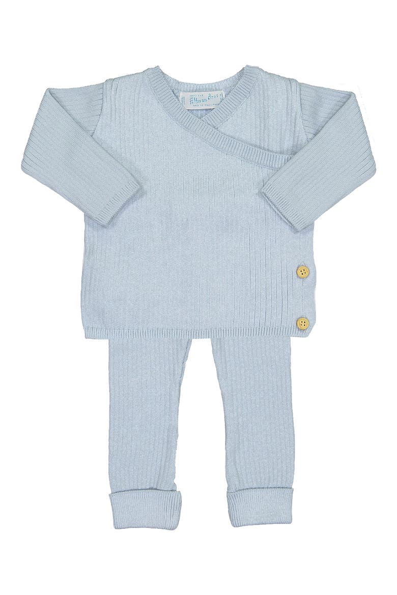 Knit Wrap Sweater & Pants Set, Main, color, POWDER BLUE