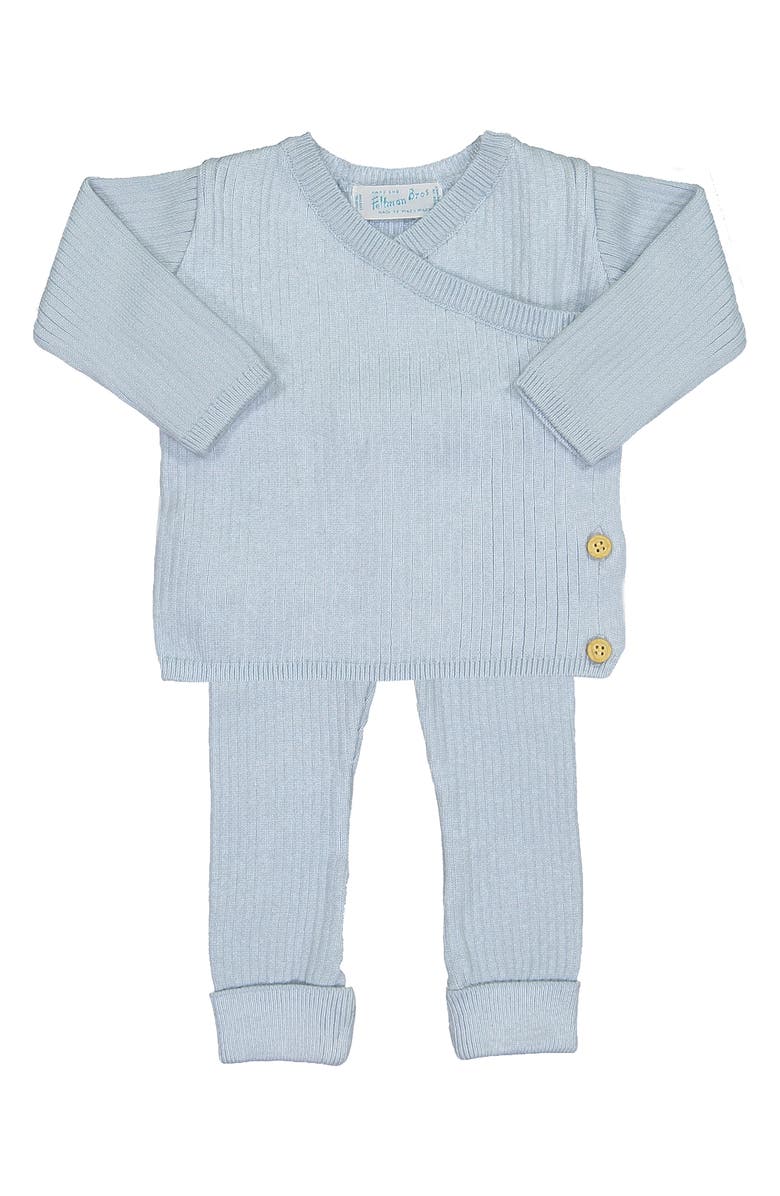 Feltman Brothers Knit Wrap Sweater & Pants Set, Main, color, Powder Blue