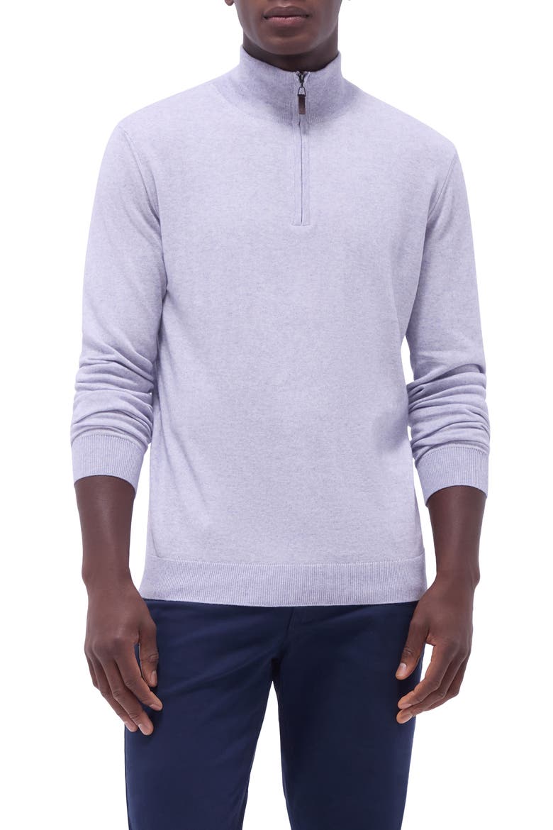 Quarter Zip Cotton & Cashmere Pullover, Main, color, LILAC