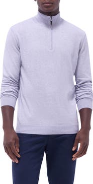Bugatchi Quarter Zip Cotton & Cashmere Pullover