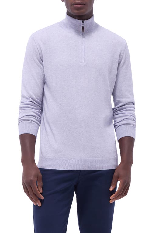 Bugatchi Merino Wool & Silk Bird's Eye Quarter Zip Sweater In Lilac