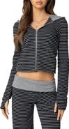 EDIKTED Meggy Colorblock Stripe Zip Hoodie