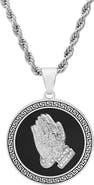 STEELTIME HMY JEWELRY Stainless Steel Enamel Prayer Hands Pendant Necklace