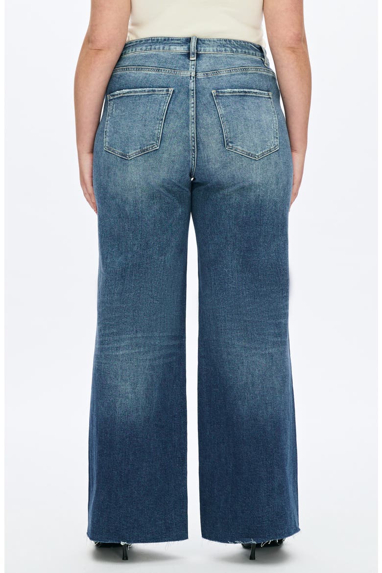 High Waist Raw Hem Wide Leg Jeans, Alternate, color, MEDIUM BLUE