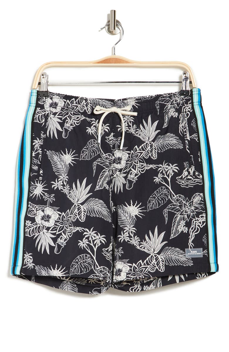 Scotch & Soda Contrast Printed Swim Trunks, Alternate, color, 