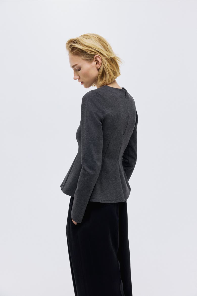 Jersey Peplum Top, Alternate, color, Dark gray
