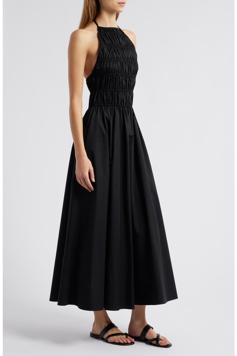 The Meira Halter Neck Cotton Sundress, Alternate, color, NOIR