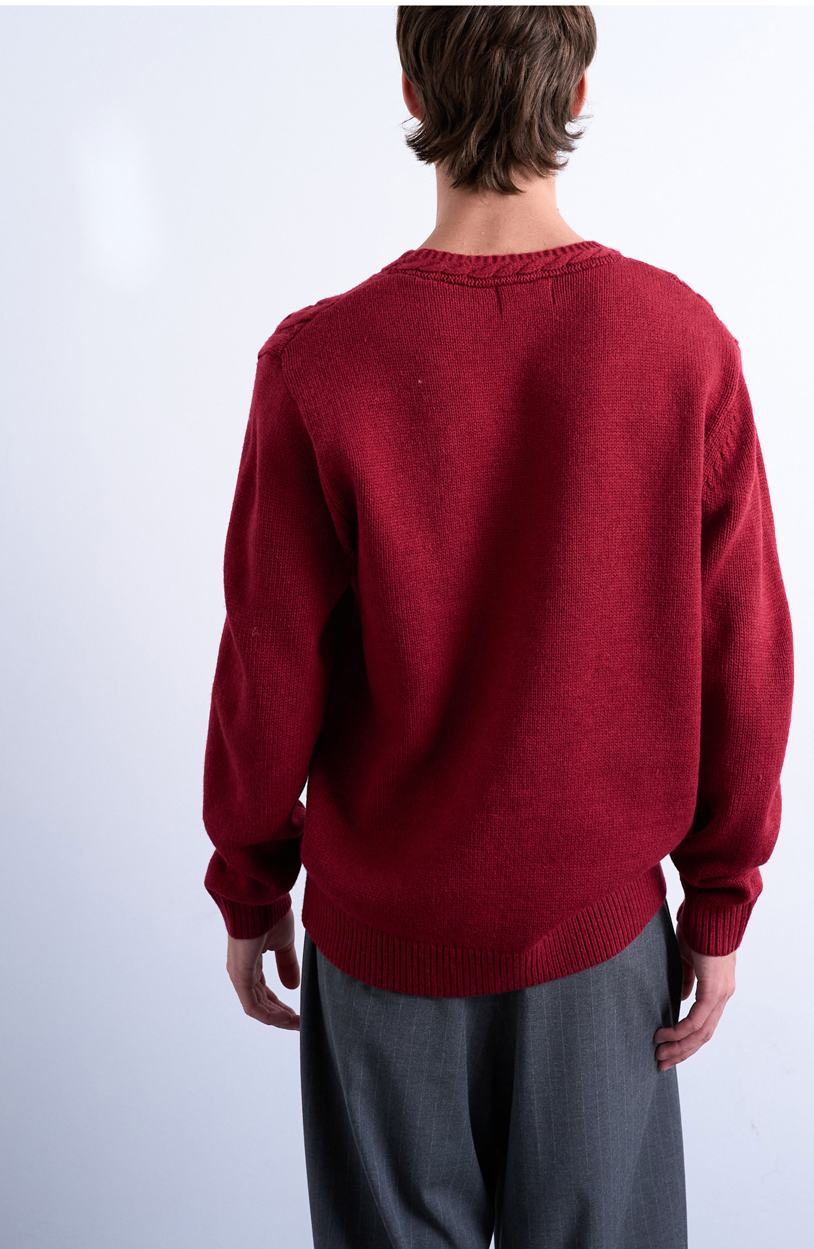 V-Neck Cable Sweater - image 2
