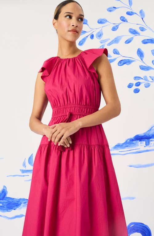Maggy London Stretch Cotton Tiered Midi Dress In Vivacious