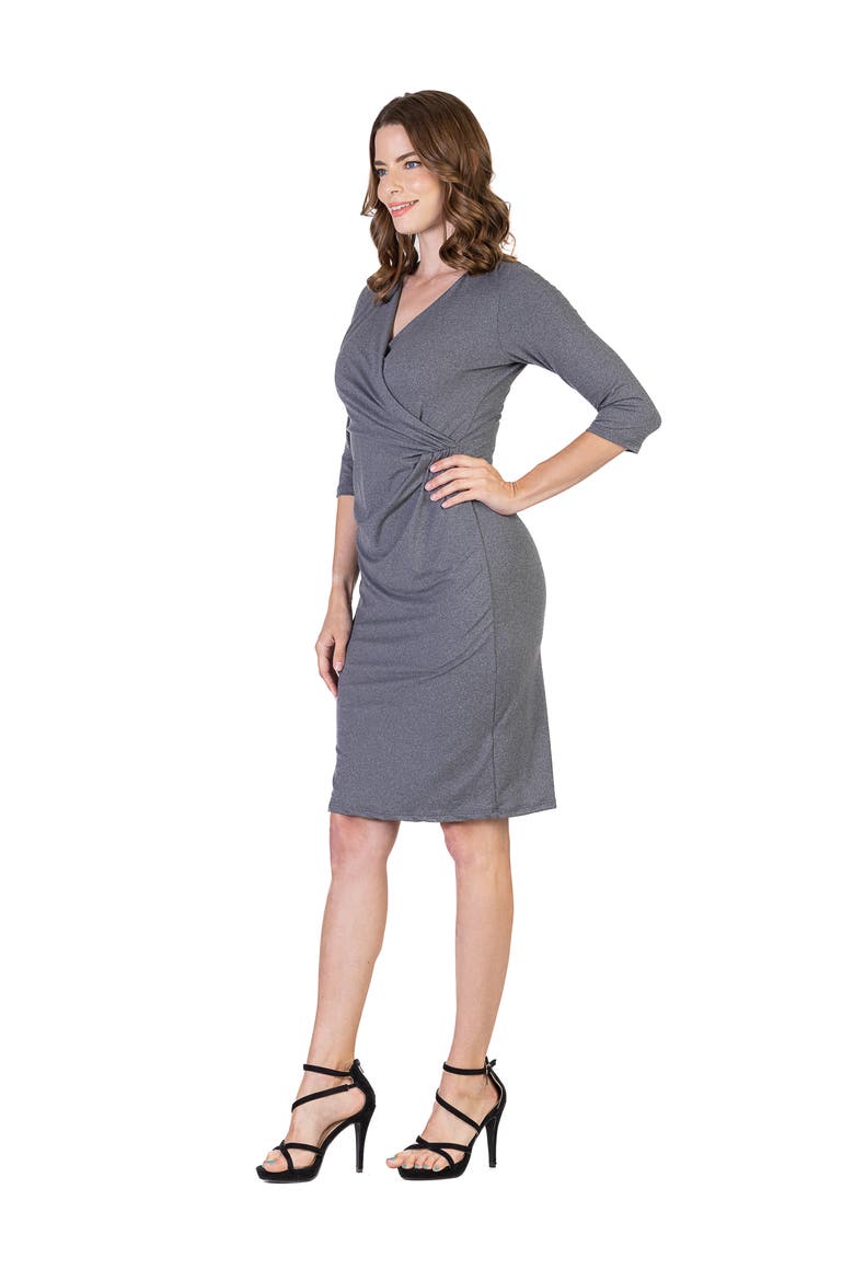 Draped in Style Knee Length V-neck Dress, Alternate, color, Grey